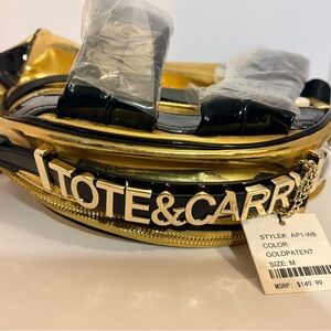 Tote&Carry Shiny Gold Backpack with Black Accents